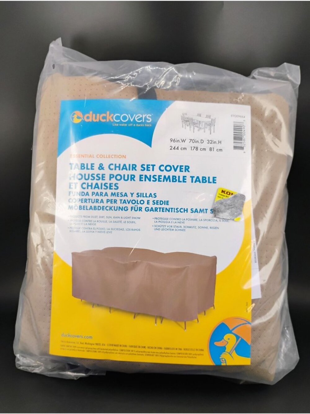 Duck Covers Essential Collection Table & Chair Set Cover 96x70x32"